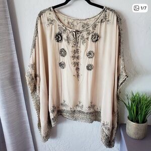Embroidered Cream Women's Top
